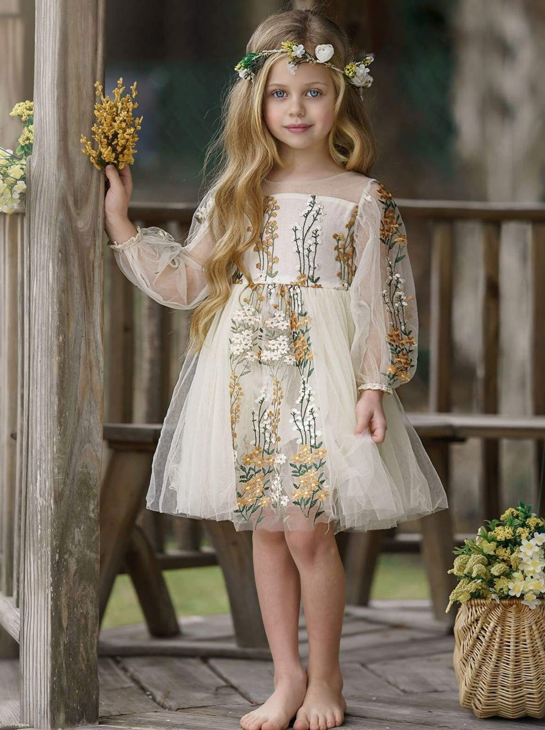Toddler Spring Dresses | Little Girls Long Sleeve Lace Floral Dress
