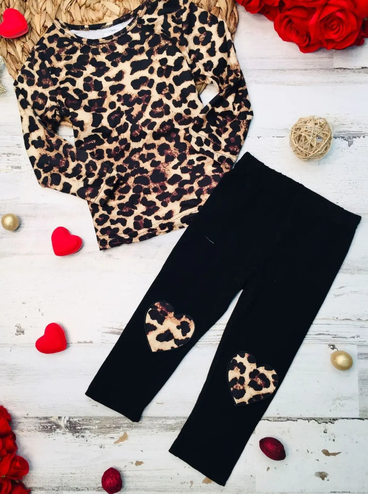 Little Girls Fall Leopard Top, Leggings & Jacket Set - Mia Belle Girls