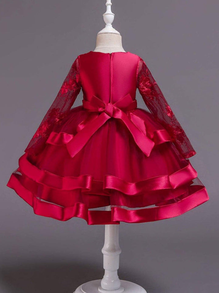 Winter Formal Wear | Long Sleeve Tiered Lace Princess Holiday Dress