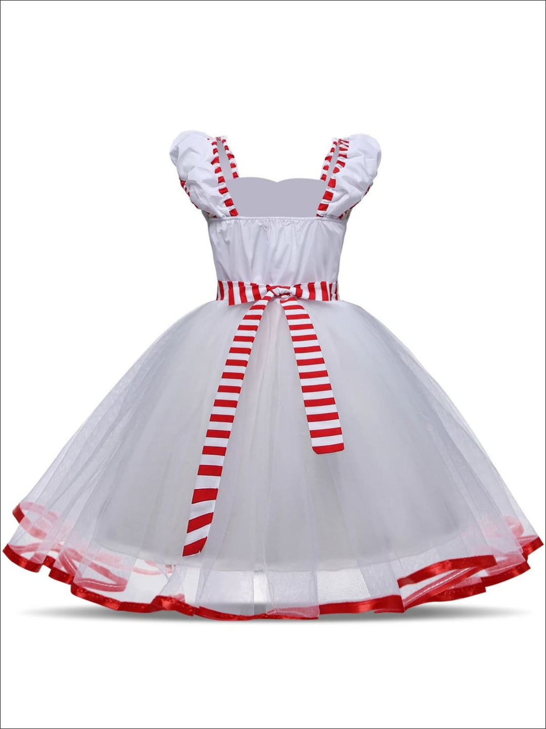 Girls Mary Poppins Inspired Striped Halloween Costume with Lace Gloves - Girls Halloween Costume