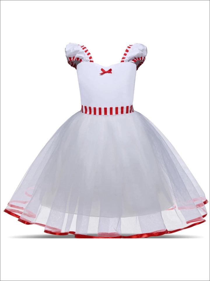 Girls Mary Poppins Inspired Striped Halloween Costume with Lace Gloves - Girls Halloween Costume