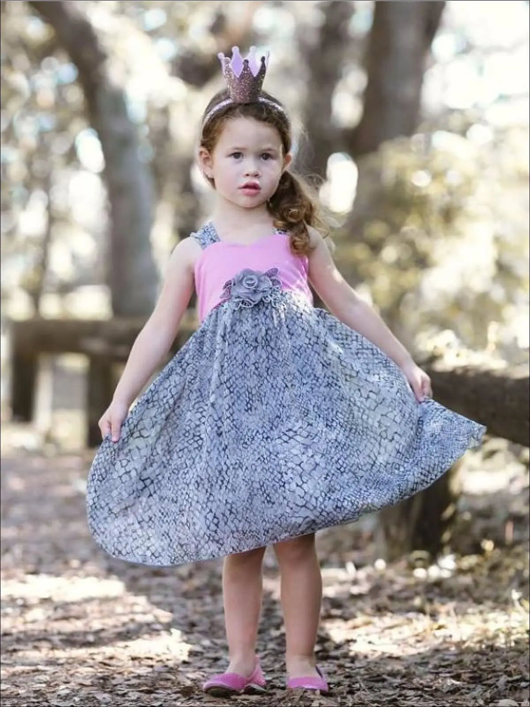 Girls Pink And Silver Empire Waist Halter Party Dress