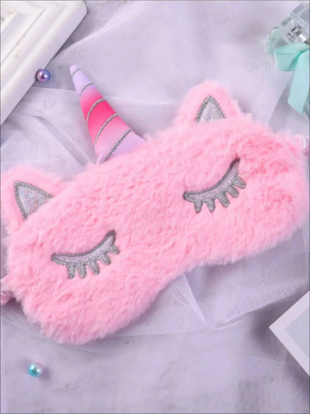 Girls Plush Unicorn Lash Eye Mask - Pink - Girls Accessories