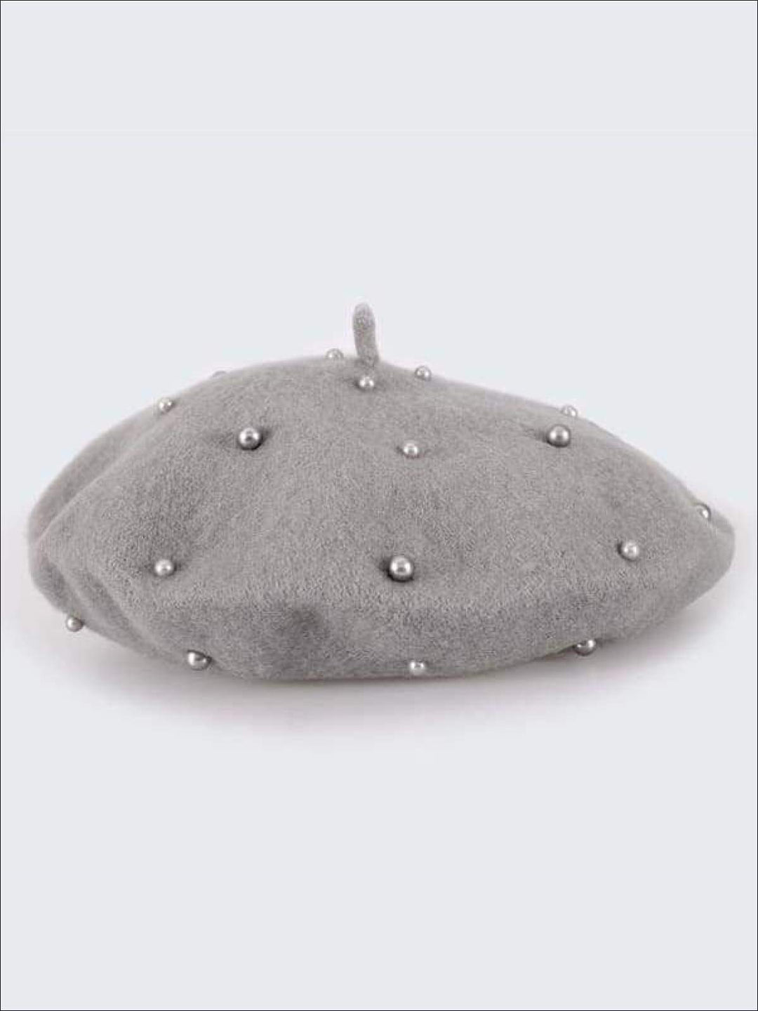 Girls Preppy Pearl Beret ( 9 color options) - Grey / One - Girls Beret