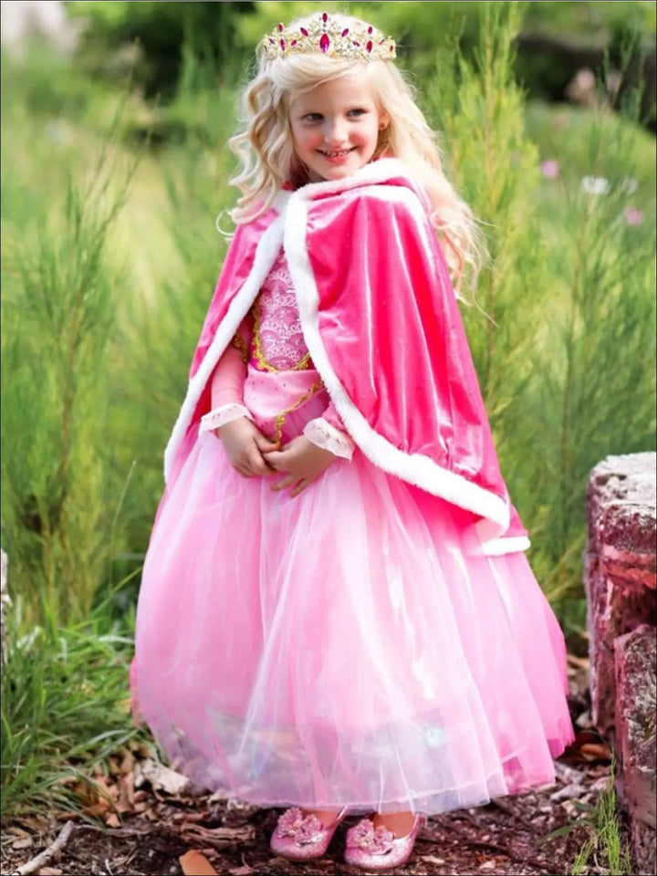 Halloween Accessories | Sleeping Beauty Velvet Hooded Cape  | Mia Belle Girls