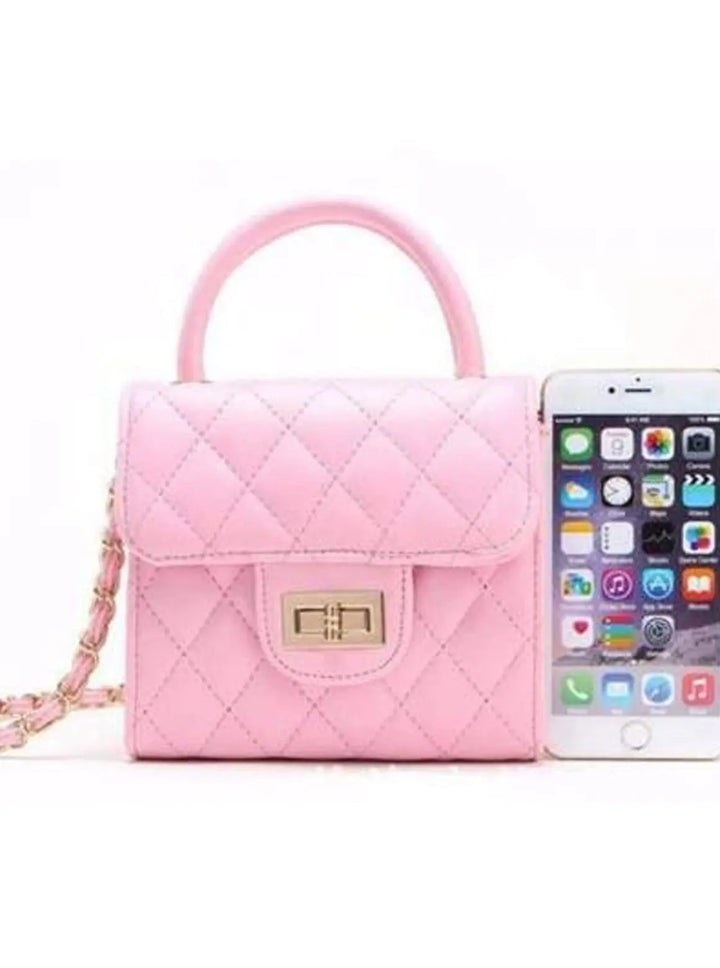 Girls Quilted Flap Fashion Chain Shoulder Bag Purse - Girls Purse
