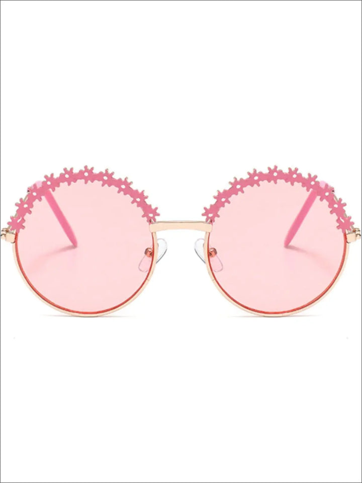 Girls Round Vintage Floral Sunglasses - Girls Accessories