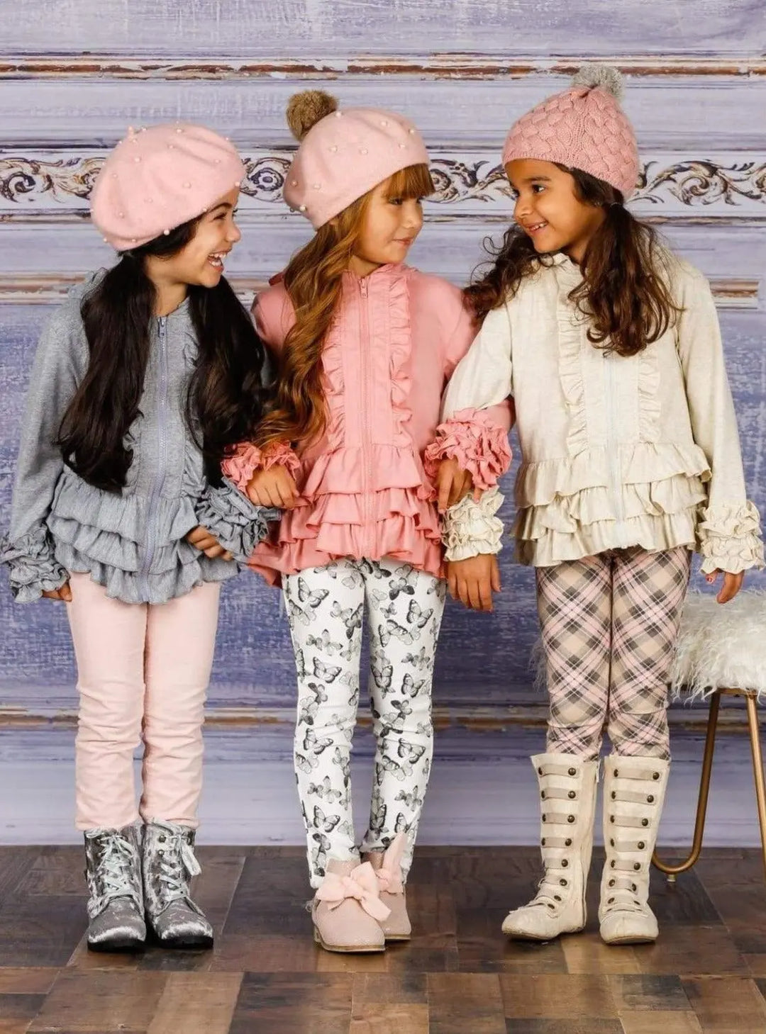 Kids Sweaters & Cardigans | Hooded Ruffled Jacket | Mia Belle Girls