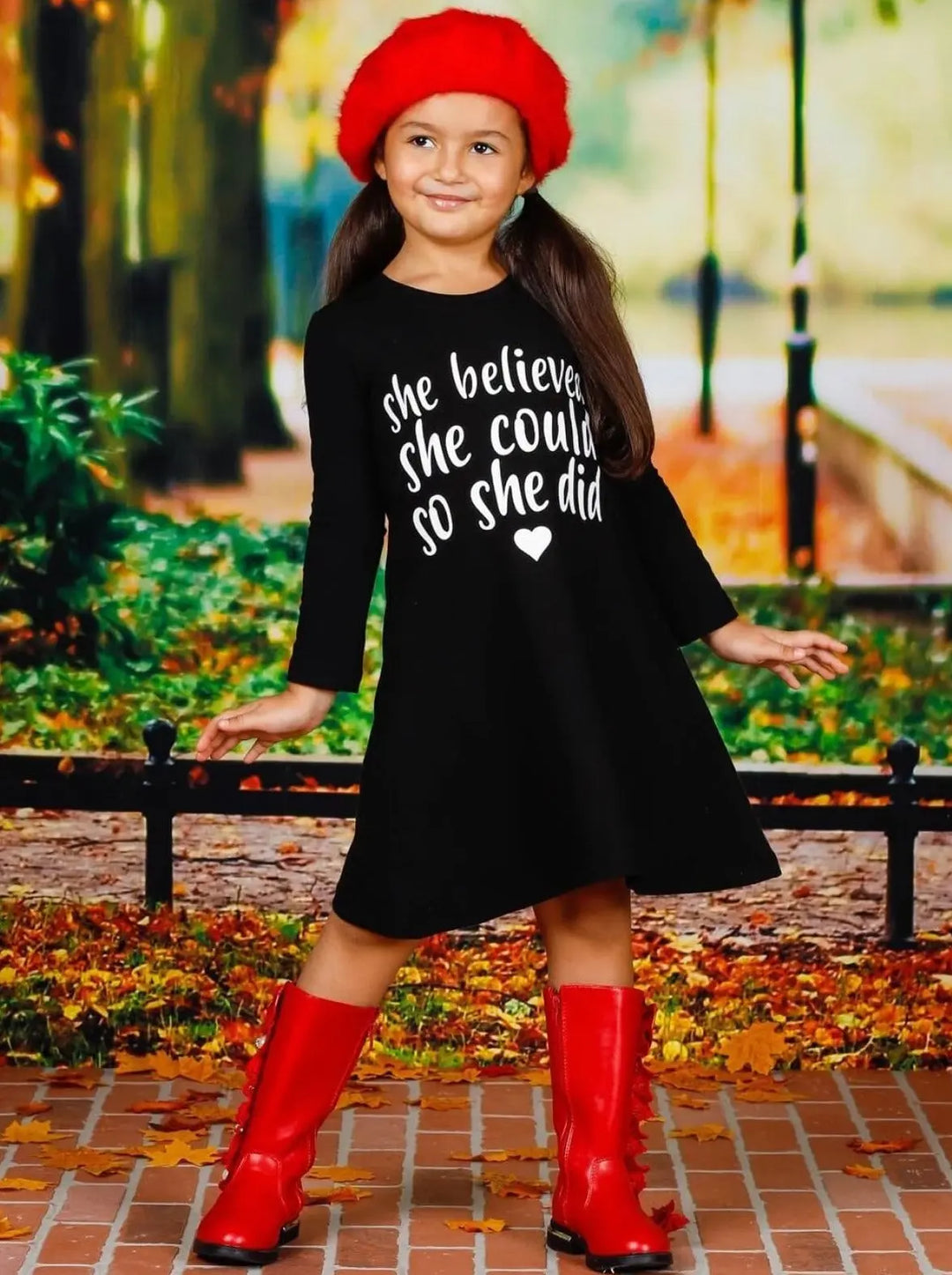 Little Girls Cute Inspirational Quote A-Line Dress - Mia Belle Girls