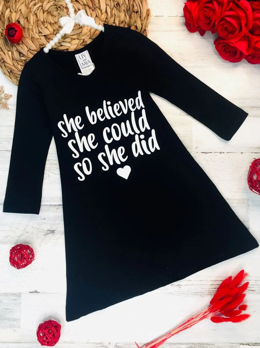 Little Girls Cute Inspirational Quote A-Line Dress - Mia Belle Girls