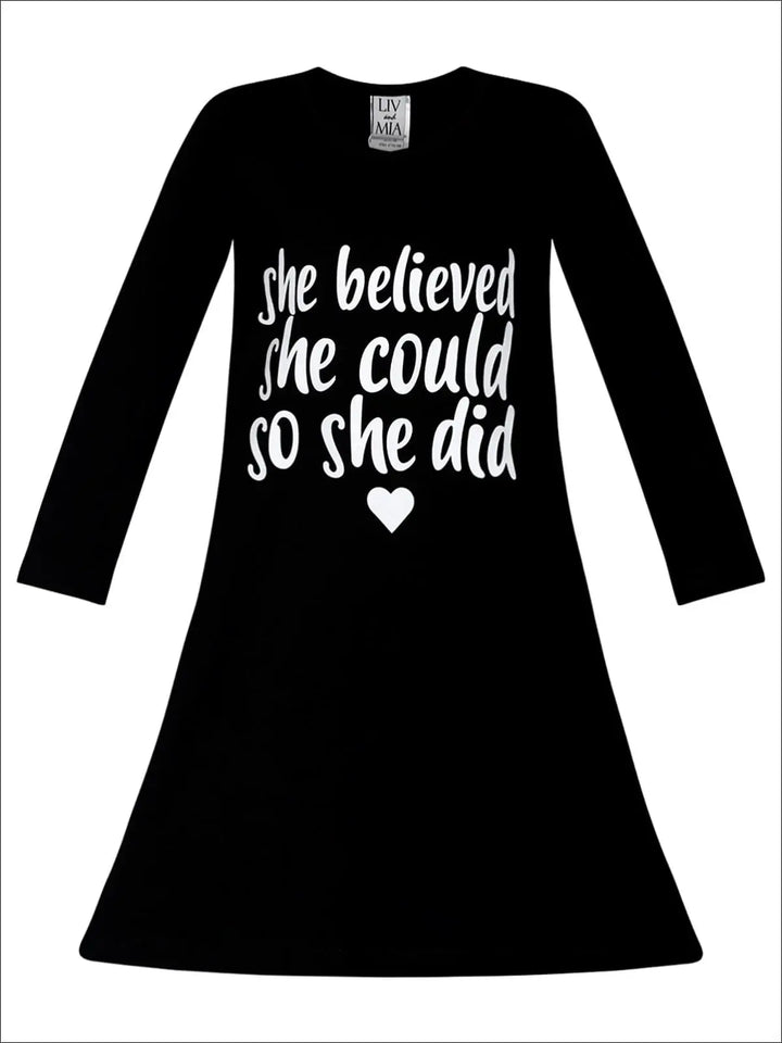 Little Girls Cute Inspirational Quote A-Line Dress - Mia Belle Girls