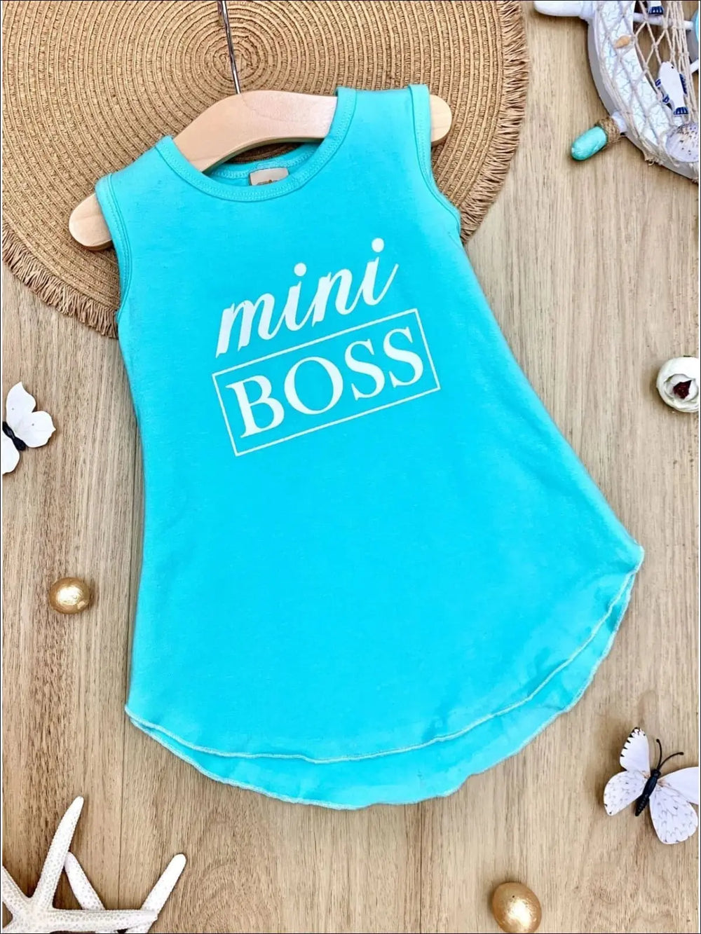 Kids Cute Tops | Little Girls Mini Boss Graphic Hi-Lo Tank Top