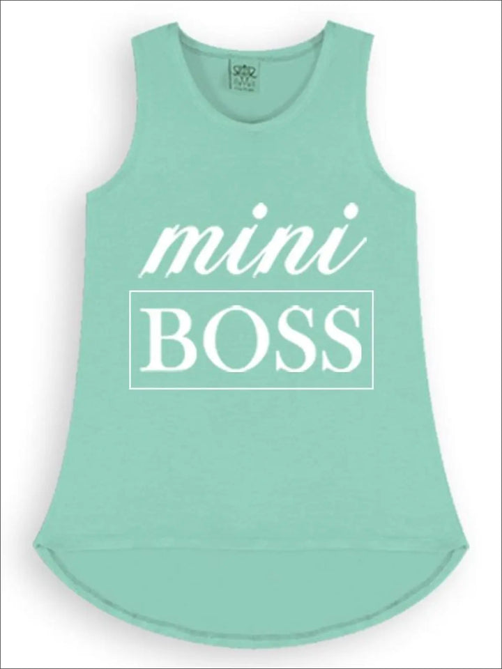 Kids Cute Tops | Little Girls Mini Boss Graphic Hi-Lo Tank Top