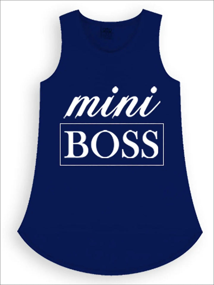 Kids Cute Tops | Little Girls Mini Boss Graphic Hi-Lo Tank Top