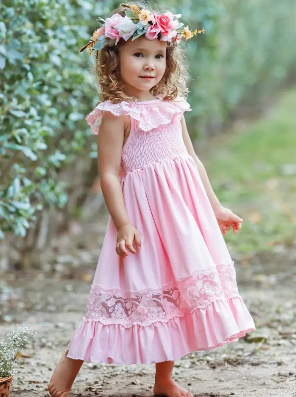 Cute Toddler Outfit | Girls Spring Smocked Lace Ruffled Maxi Dress Mia Belle Girls Cute Toddler Outfit | Girls Spring Smocked Lace Ruffled Maxi Dress Mia Belle Girls