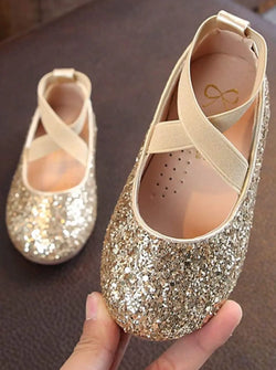 Sparkly Golden Glitter Ballet Flats By Liv and Mia