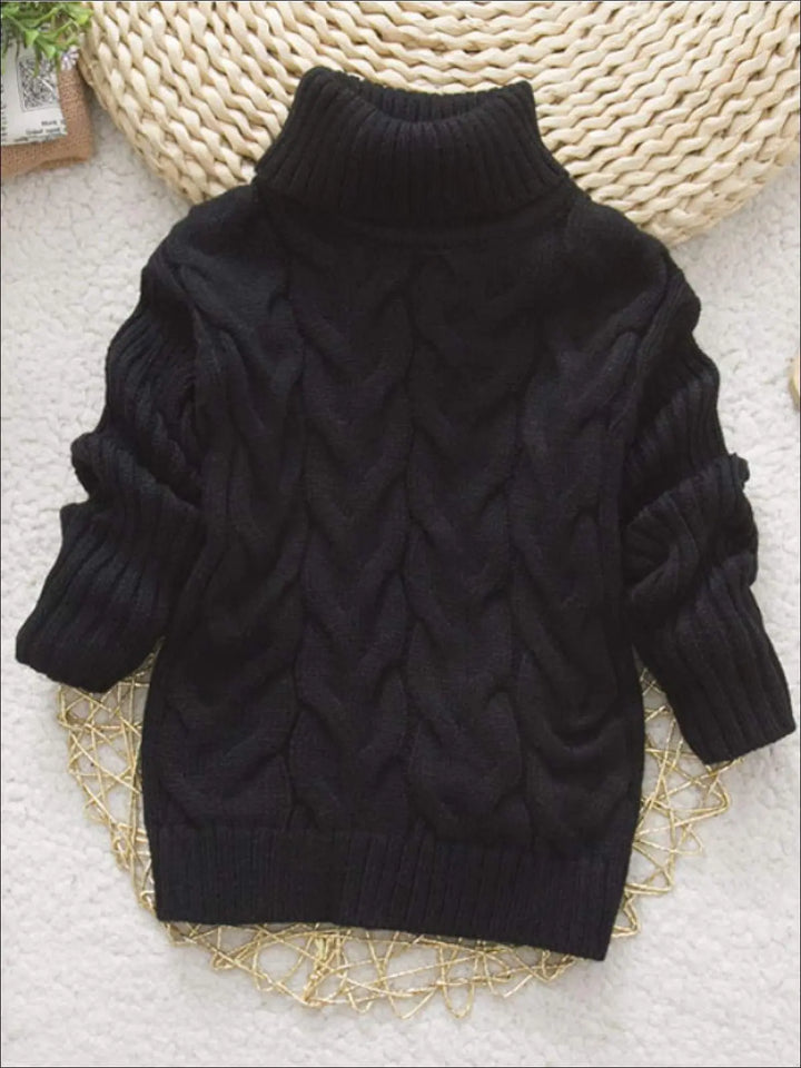 Cute Kids Sweaters | Thick Knit Turtleneck Sweater | Mia Belle Girls