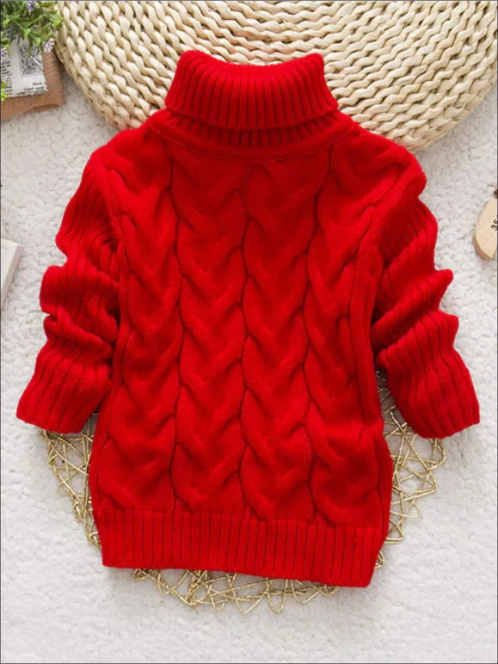 Cute Kids Sweaters | Thick Knit Turtleneck Sweater | Mia Belle Girls
