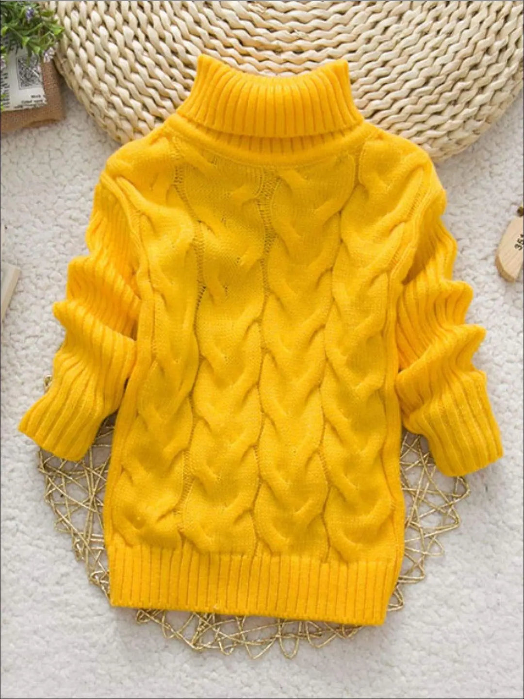 Cute Kids Sweaters | Thick Knit Turtleneck Sweater | Mia Belle Girls