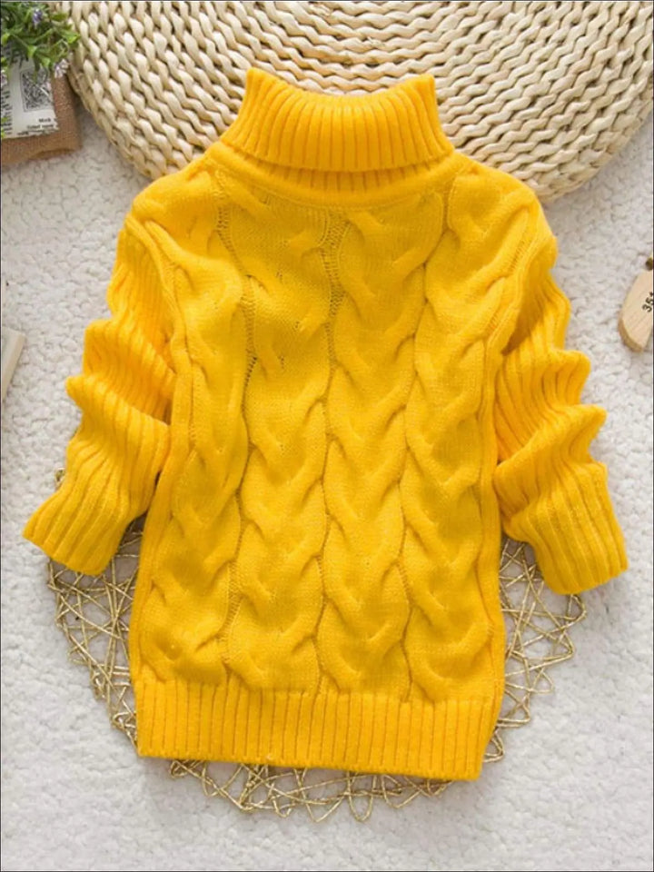 Cute Kids Sweaters | Thick Knit Turtleneck Sweater | Mia Belle Girls