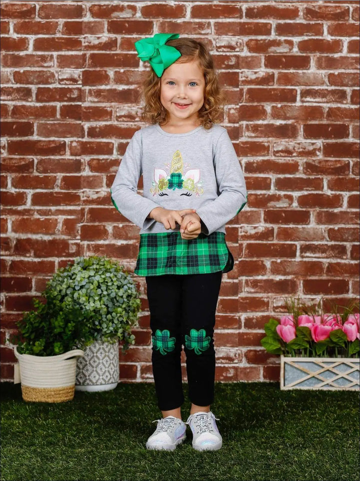 St. Patrick's Day Clothes | Unicorn Clover Patch Tunic & Legging Set