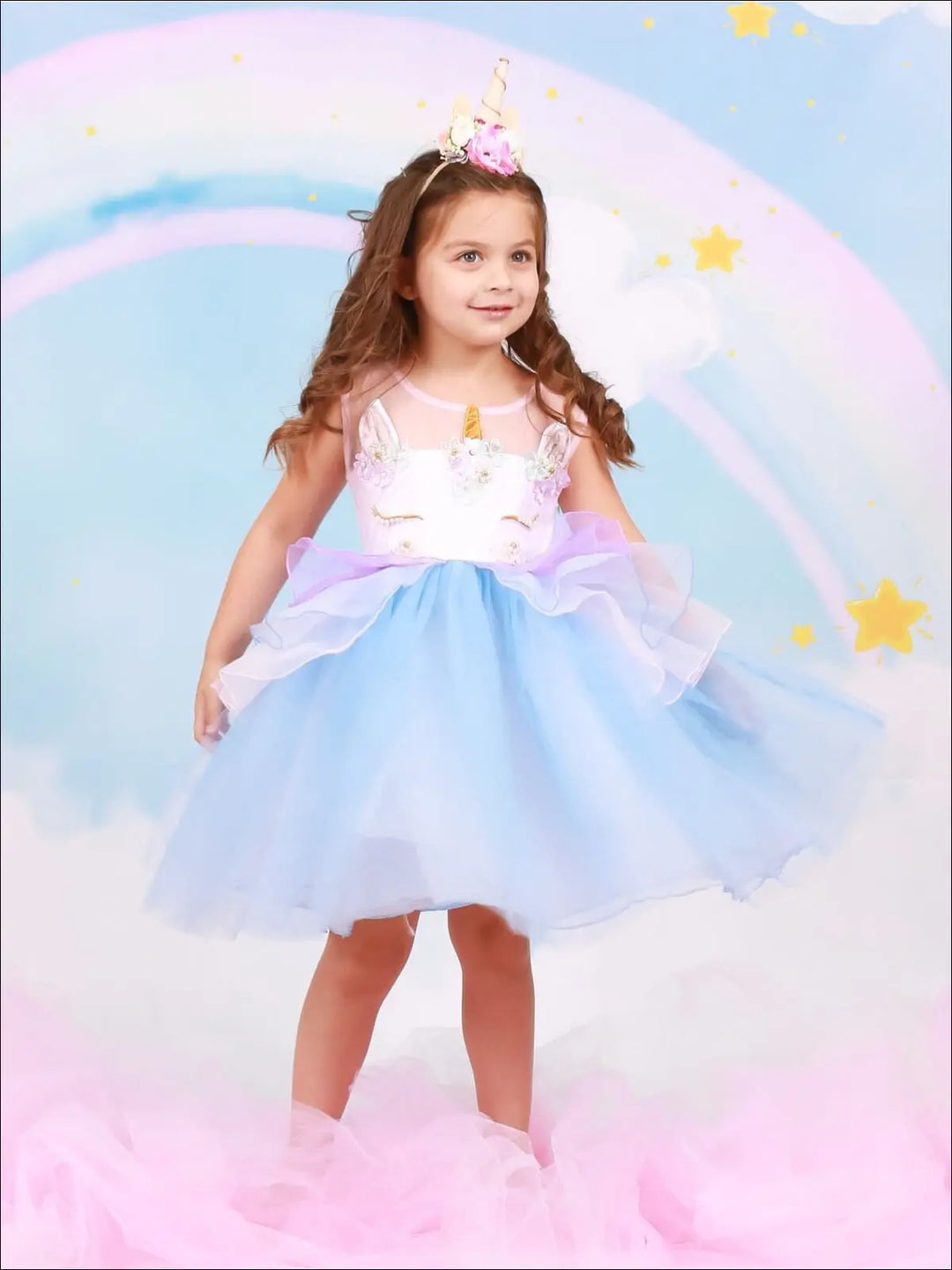 Mia Belle Girls Unicorn Princess Tulle Halloween Dress 