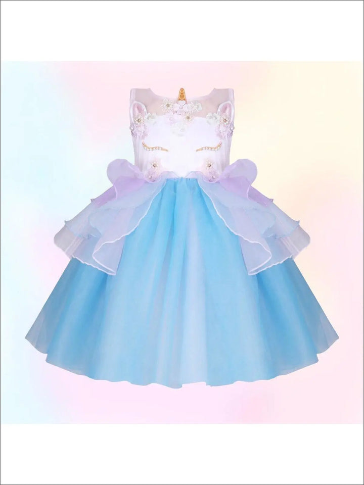 Mia Belle Girls Unicorn Princess Tulle Halloween Dress 