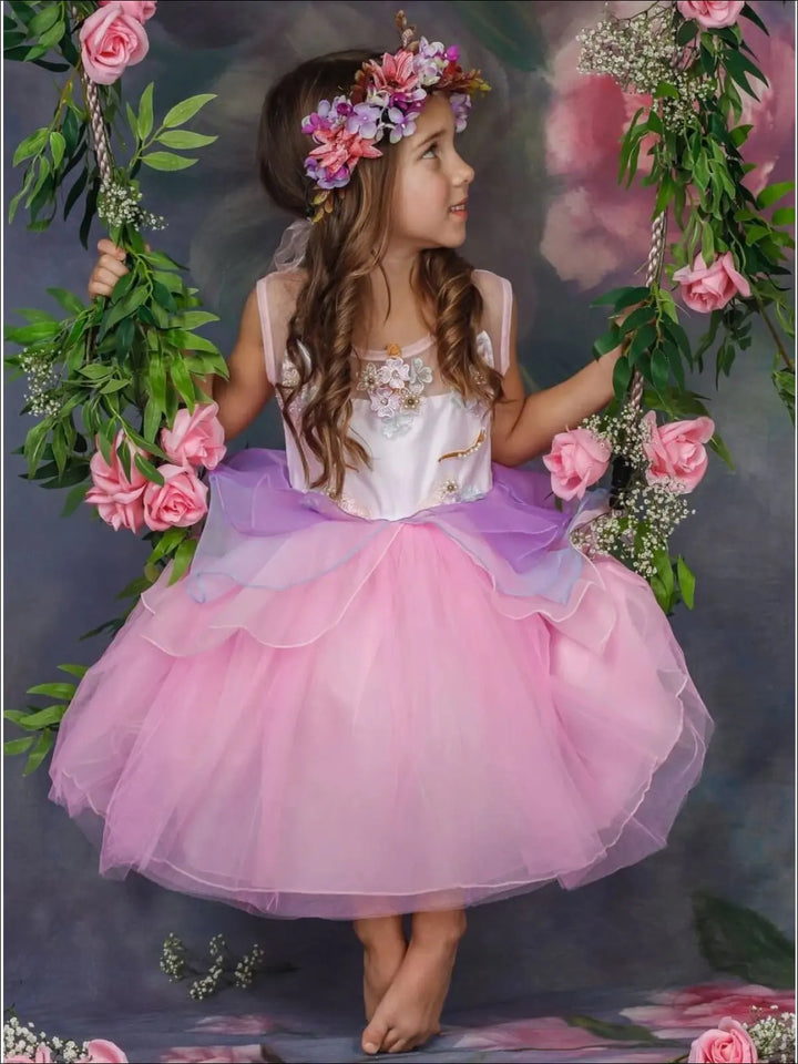Mia Belle Girls Unicorn Princess Tulle Halloween Dress 