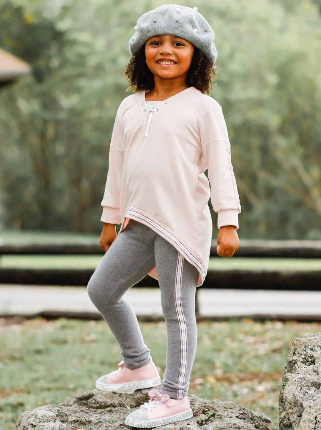Cute Outfits For Girls | V-Neck Hi-Lo Jogger Set | Mia Belle Girls