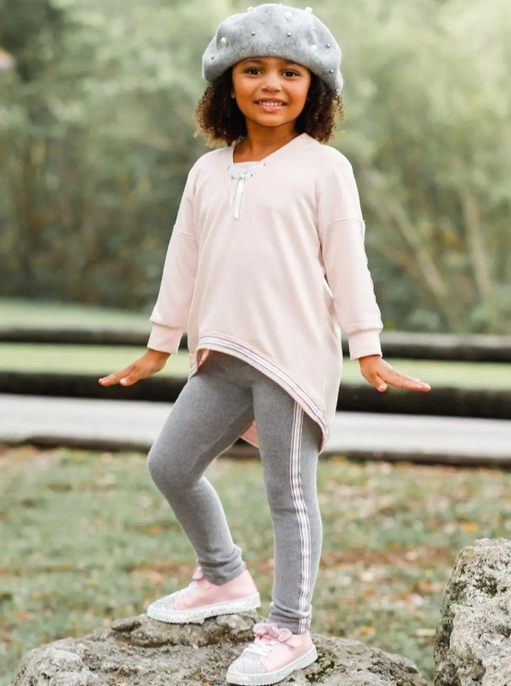 Cute Outfits For Girls | V-Neck Hi-Lo Jogger Set | Mia Belle Girls