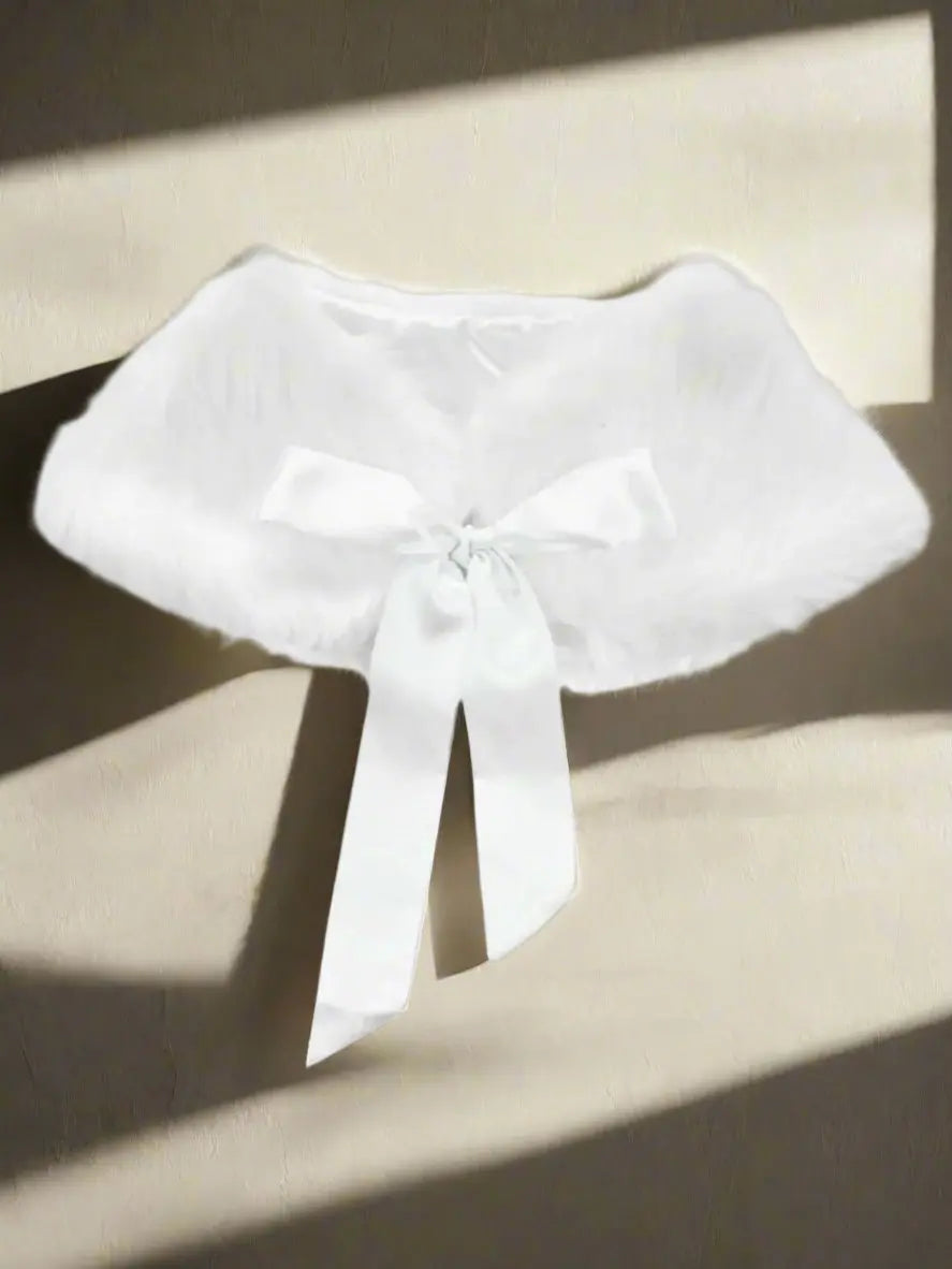 Girls White Faux Fur Princess Cloak/Bolero - Girls Halloween Costume