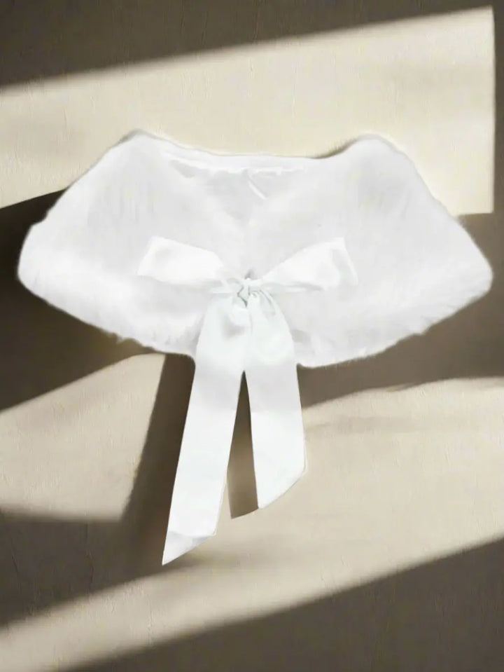 Girls White Faux Fur Princess Cloak/Bolero - Girls Halloween Costume