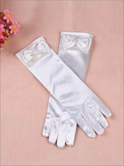 Girls White Satin Dress Up Gloves