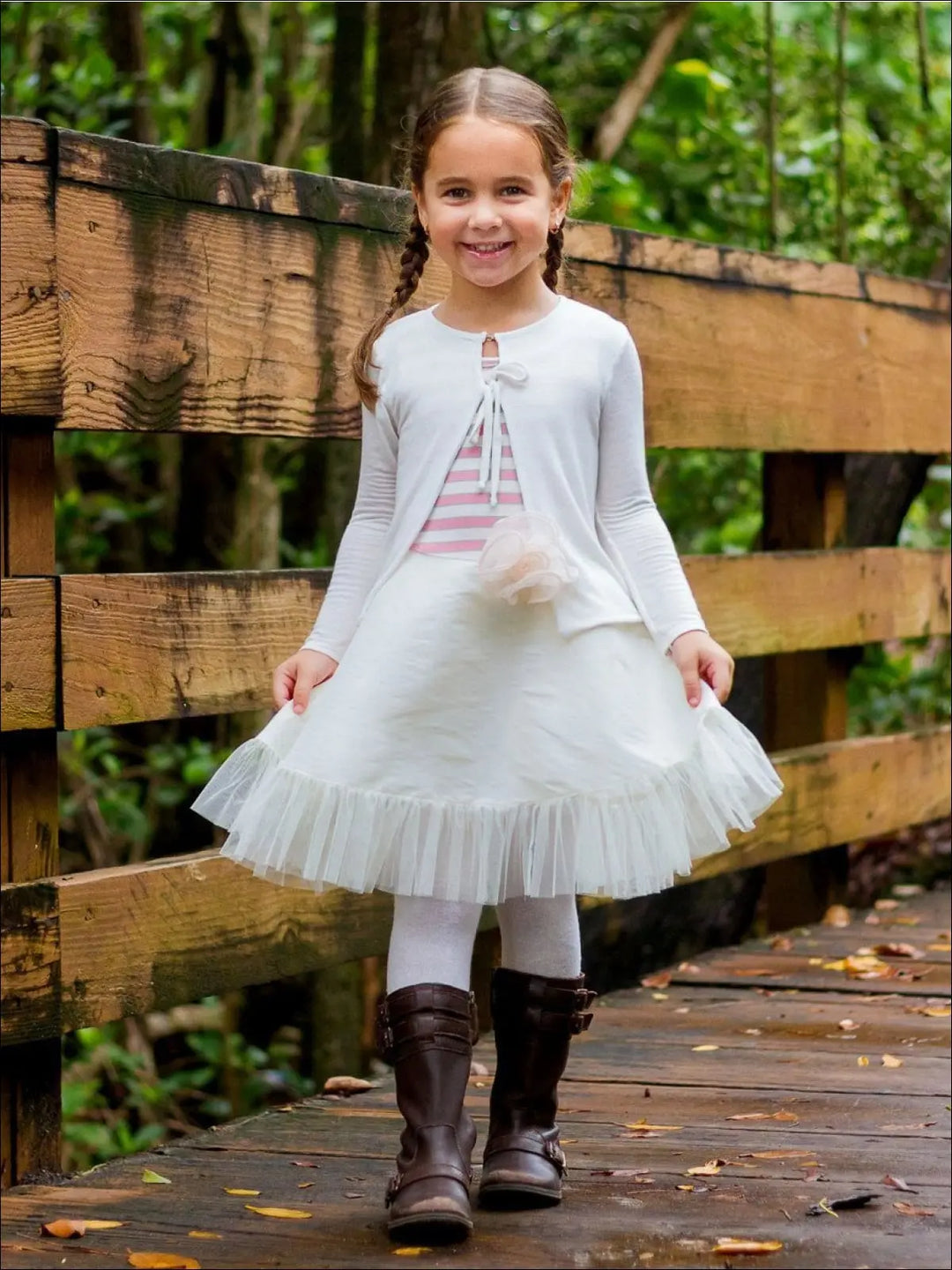 Sweaters & Cardigans | White Front Tie Cardigan | Mia Belle Girls