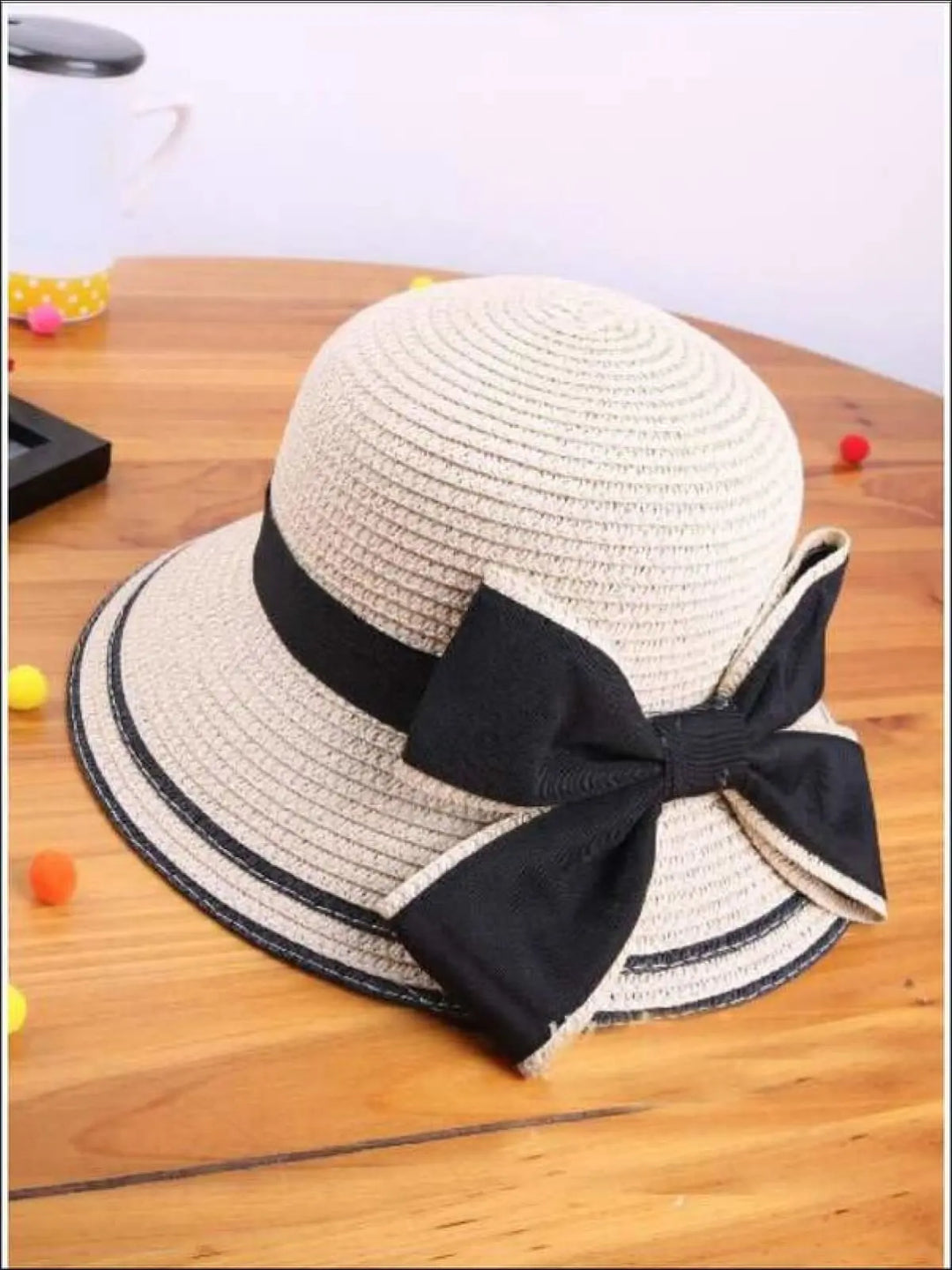 Girls White Black Bow Tie Cloche Hat | Mia Belle Girls Accessories