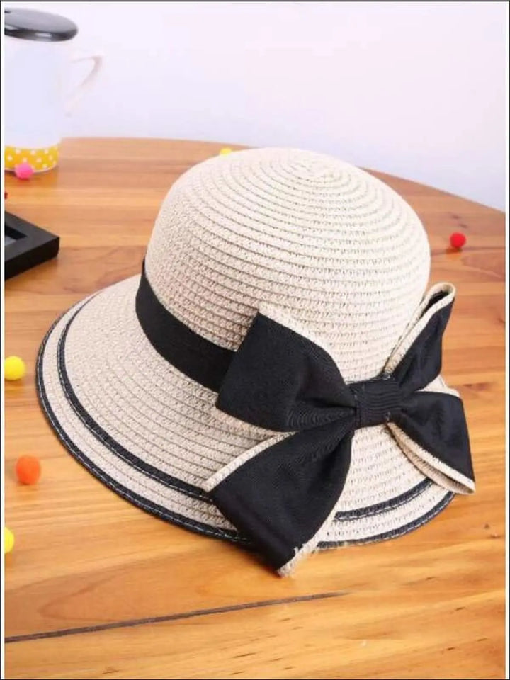Girls White Black Bow Tie Cloche Hat | Mia Belle Girls Accessories
