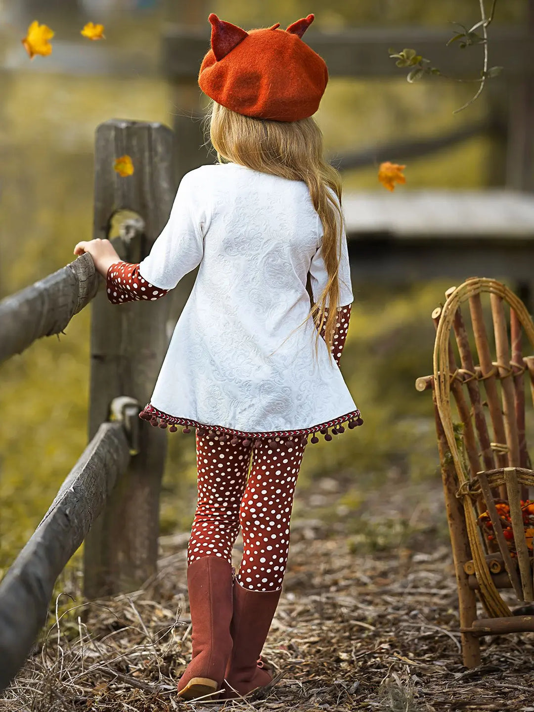 Girls Cuffed Long Sleeve Applique Swing Tunic And Legging Set Mia Belle Girls