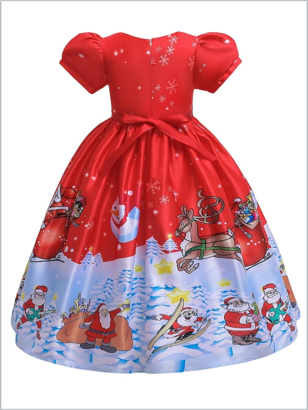 Girls Winter Formal Dress | Christmas Print Special Occasion Dress 