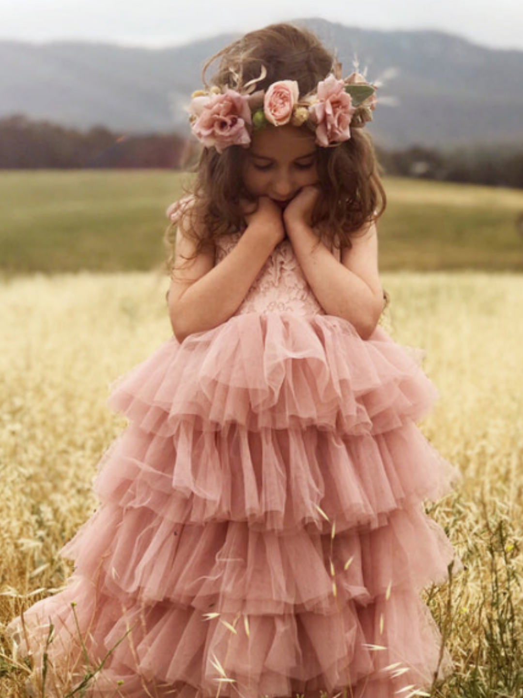 Blush Tiered Ruffle Tulle Dress Pink / 7Y