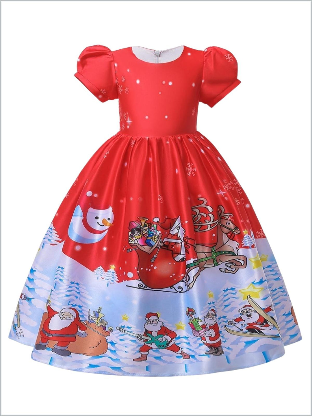 Girls Winter Formal Dress | Christmas Print Special Occasion Dress 