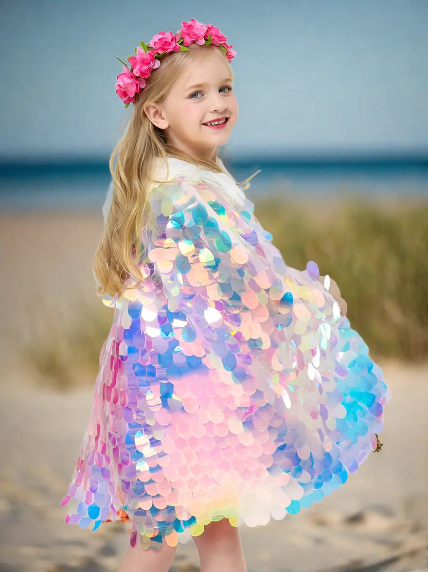 Girls Sequin Mermaid Cape Mia Belle Girls