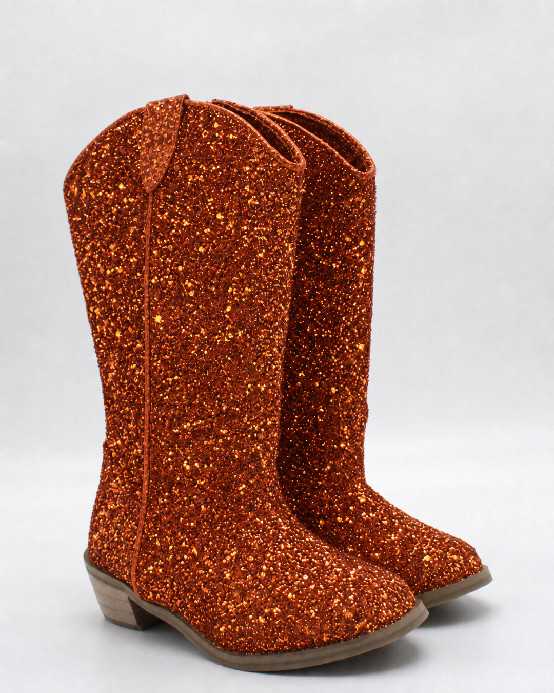Orange Glitter Cowboy Boots