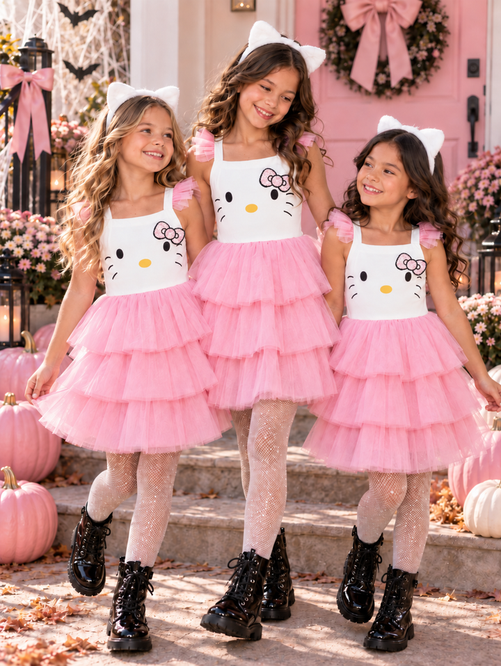 Sweet Kitty Embroidered Halloween Costume Dress