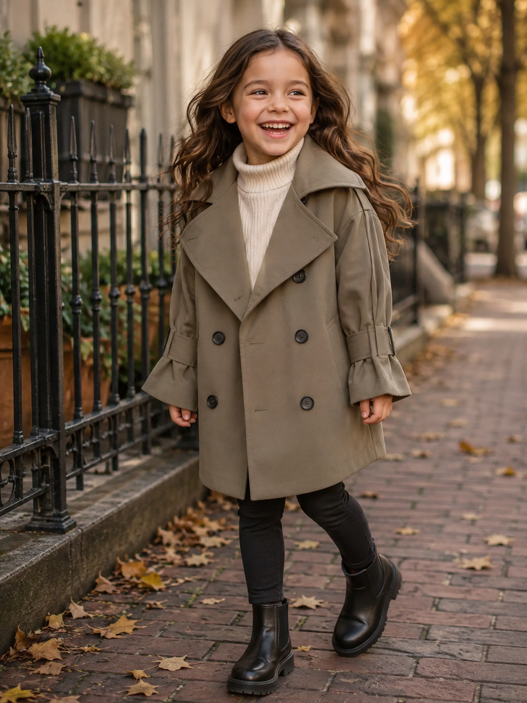 Little Explorer Double-Breasted Trench Coat