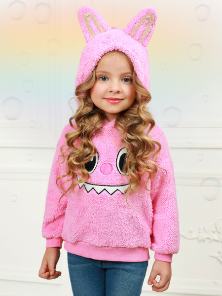 Pink Fluffy Lil Bubu Ears Hoodie – Mia Belle Girls