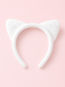 Plush White Cat Ears Headband Costume Accessory