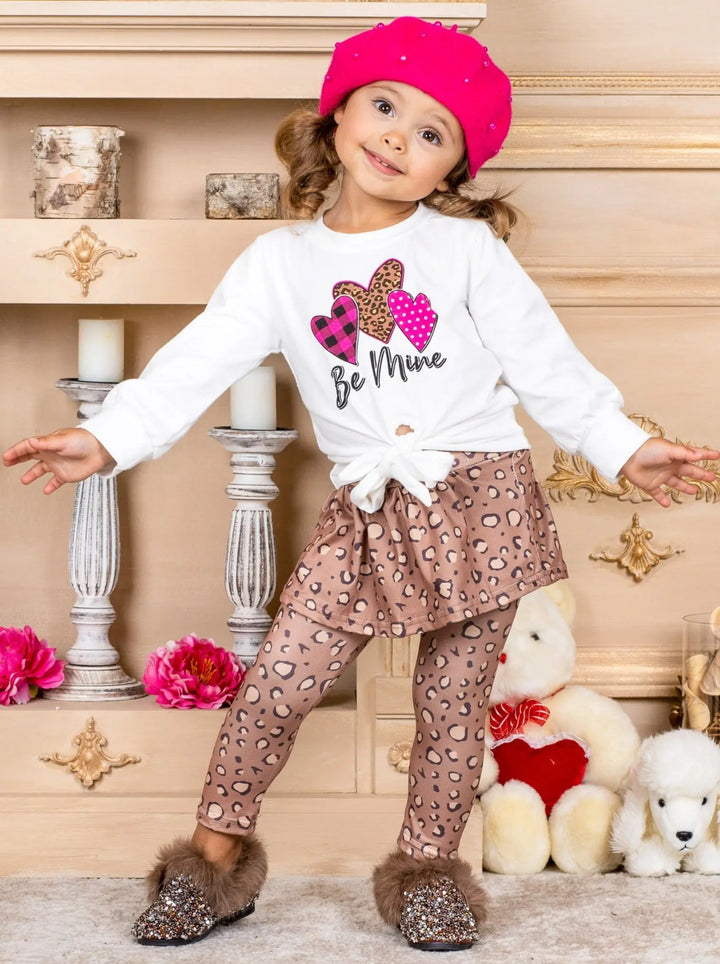 Toddler Valentine's Clothes | Girls Be Mine Top & Skirt-Legging Set