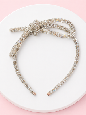 Crystal Silver Tie Knot Headband