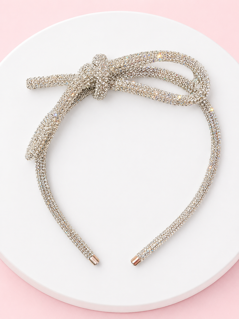 Crystal Silver Tie Knot Headband