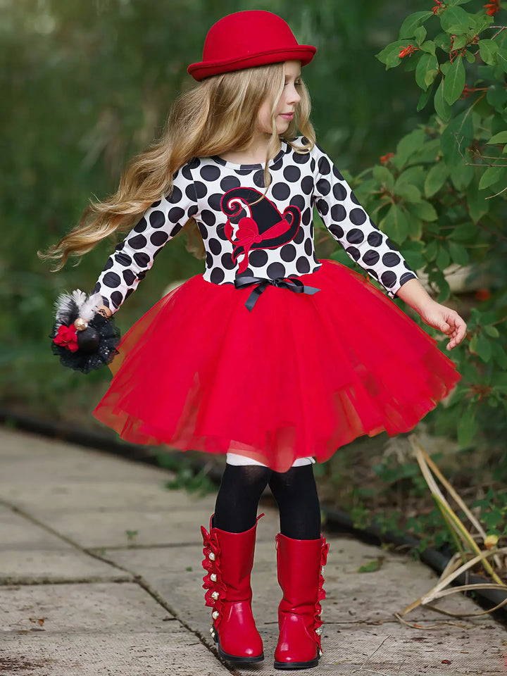 Girls Halloween Dresses | Polka Dot Witch Tutu Dress - Mia Belle Girls